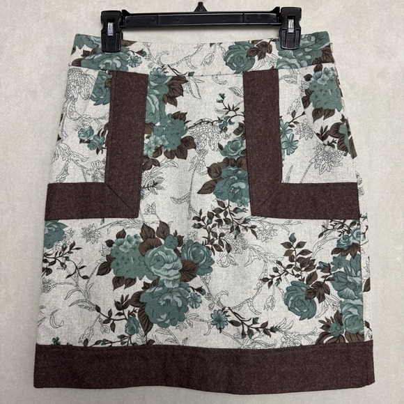 Tabitha Dresses & Skirts - Anthropologie Tabitha Womens Medium Teal Floral Gray Wool Blend Mini Skirt